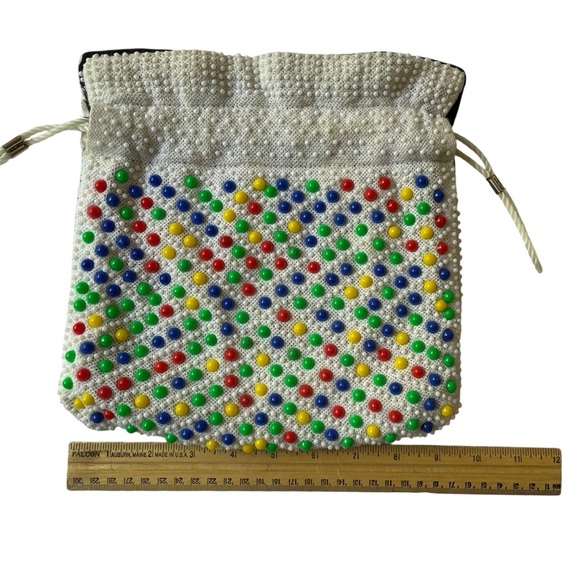 Vintage 1970s Candy Dot or Candy Bead drawstring bag - Picture 7 of 8